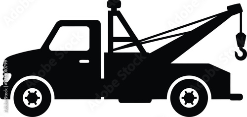Silhouette tow truck vehicle graphic symbol icon for roadside assistance and recovery services vector