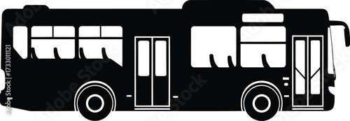 Modern city public transport bus silhouette side view urban commute vehicle vector