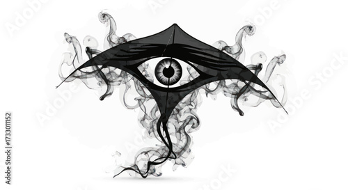 Dark visionary entity within smoke tendrils symbolizing perception and illusion
