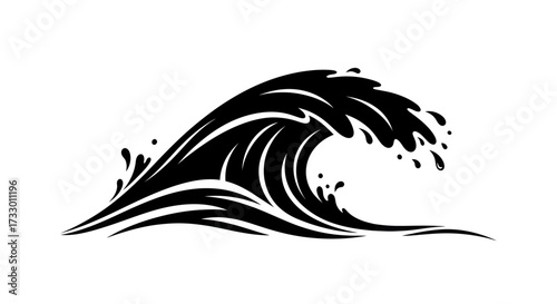 Dramatic monochromatic wave depiction illustrating the power and beauty of the ocean element