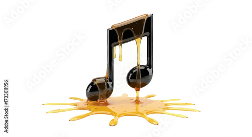 Liquid melody musical notes transformed by viscous amber honey in a delectable conceptual art