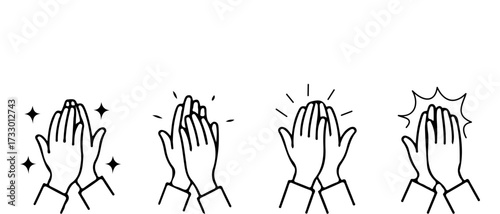 Hand drawn high five gesture illustration collection with different line art styles