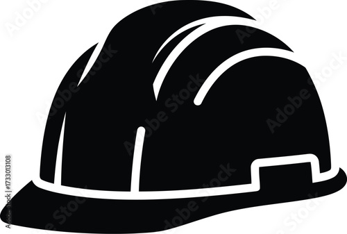 Black hard hat icon symbol safety equipment construction worker protection gear silhouette industrial safety personal protective equipment vector