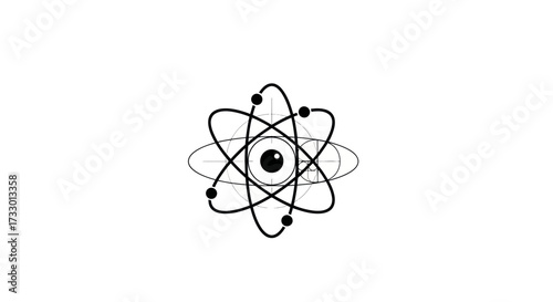 Abstract atomic eye structure symbolizing vision science and technology design