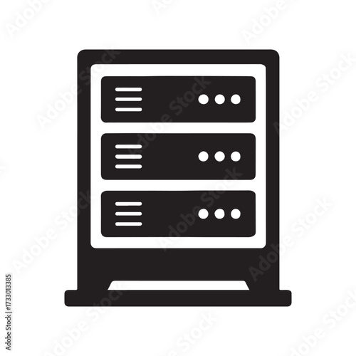 Isolated Server Rack Icon Illustrating Data Storage and Network Infrastructure for Modern Computing Environments and IT Solutions in a Minimalist Vector Design silhouette
