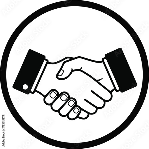 Symbolic handshake icon representing agreement partnership business deal success and trust vector