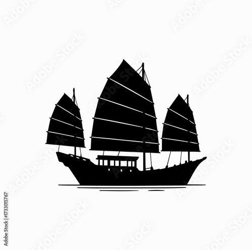Hong Kong Junk Boat Silhouette – Traditional Sailing Icon
