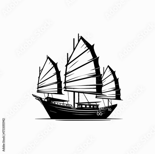 Hong Kong Junk Boat Silhouette – Traditional Sailing Icon