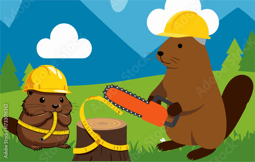 Beaver architect cartoon.eps