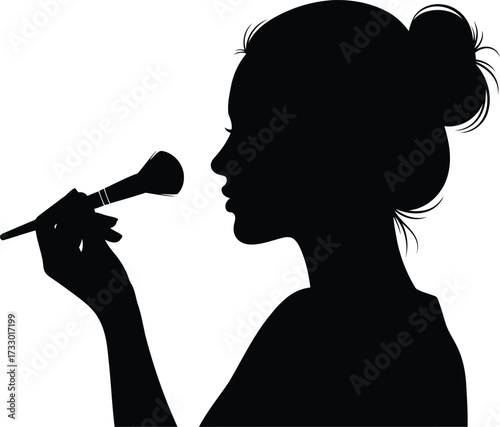 Silhouette of a woman applying makeup with a brush beauty artistry professional cosmetic application vector