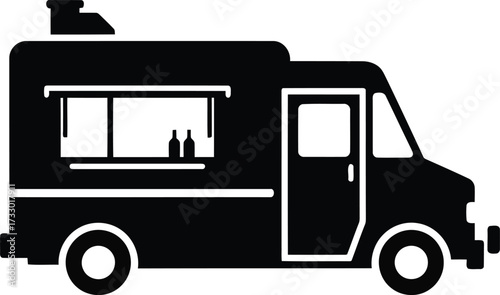 Modern food truck silhouette isolated on white simple icon for mobile food business and catering services vector