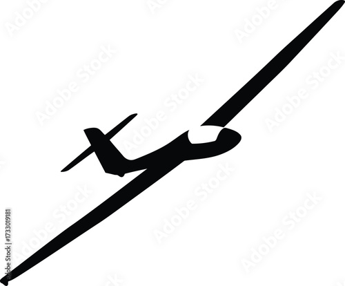 Elegant silhouette of a glider aircraft soaring in clear sky symbolizing freedom adventure flight sport vector