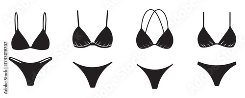 Vector Illustration of Bikini Set in Black