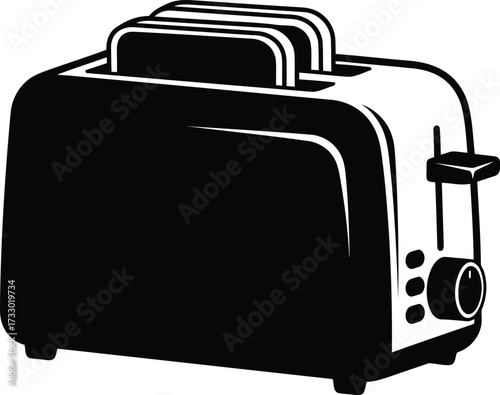 Modern chrome four slice toaster kitchen appliance for breakfast preparation lifestyle vector