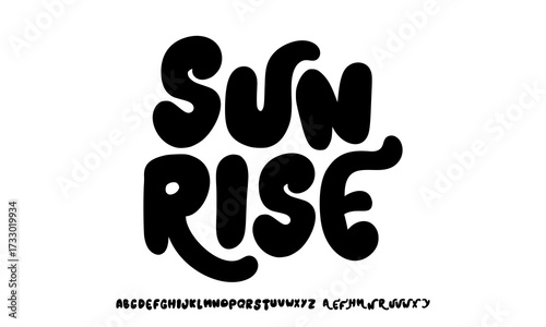 Groovy. Bubble font, wavy bold letters, soft organic alphabet, playful logo, whimsical typography, joyful design. Eco-friendly packaging, kids designs. Vector typeset