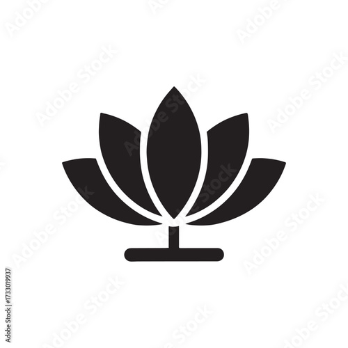 Elegant Lotus Flower Symbol on White Background Representing Purity Enlightenment and Spiritual Awakening in Minimalist Graphic Style for Meditation and Wellness silhouette icon vector clipart