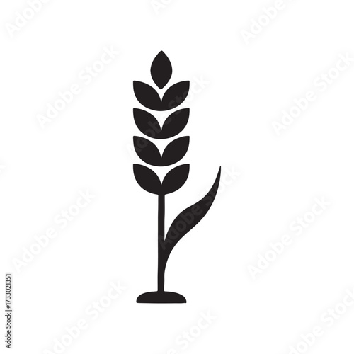 Simple Wheat Stalk Silhouette Isolated on White Background Symbolizing Harvest and Agriculture for Food Production and Sustainable Farming Practices and Agricultural Industry silhouette vector icon