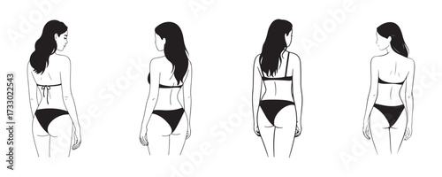 Fashion and Beauty Female Back Pose Illustration