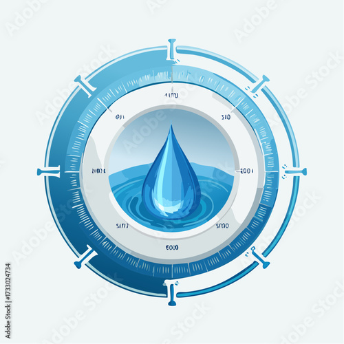Blue Water Drop Logo in Concentric Circle Rings on a White Background Symbolizing Purity and Hydration