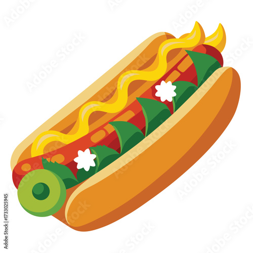 gourmet hot dog with jalapenos  onions  and melted.eps
