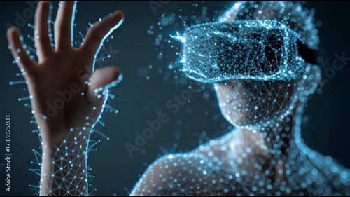 “Business technology scenario: hands typing on laptop with holographic interfaces, cool blue lighting mixed with warm key light, clean sharpness, futuristic aesthetic.”