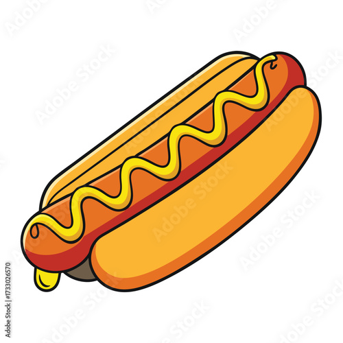 hot dog isolated vector  grilled sausage with must (1).eps