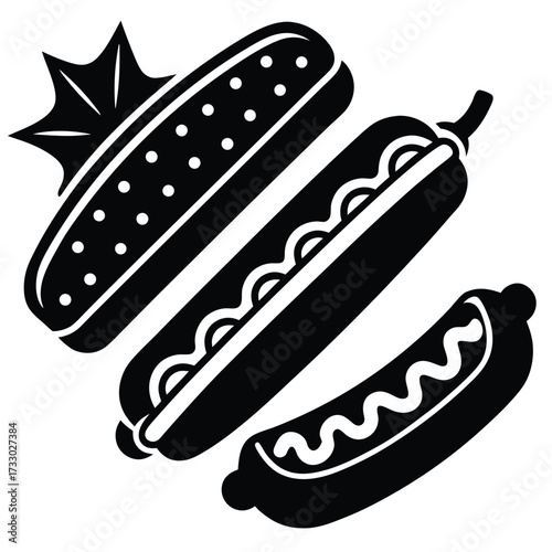 minimal flat hot dog icon set  different toppings  (3).eps