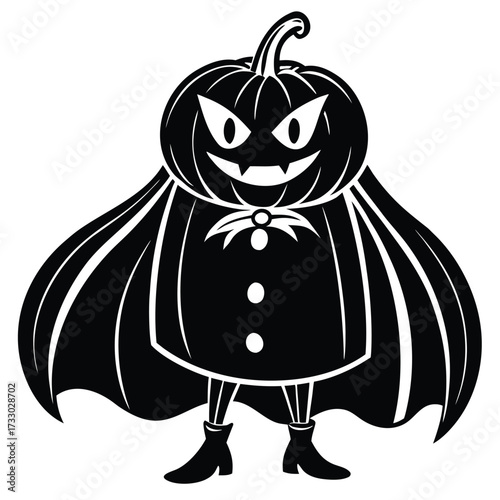 pumpkin with superhero cape cartoon clipart on whi (1).eps