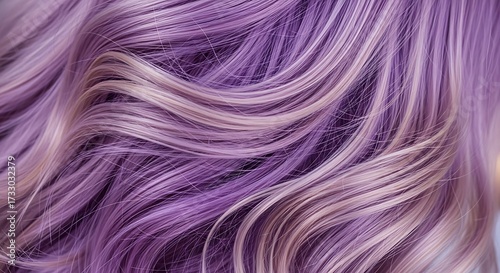 Closeup of wavy with stylish lavender and blonde hair texture background.