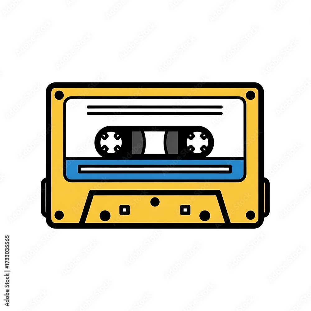 Obraz premium Thick black-line Noritake style icon of a cassette tape