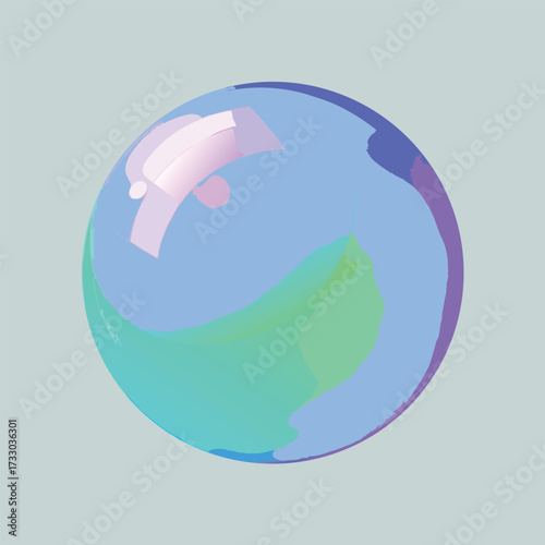 Translucent soap bubble with iridescent colorful reflections
