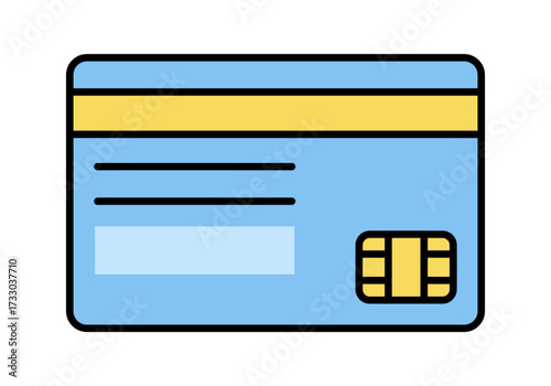 Flat colored debit card vector, representing banking and finance.