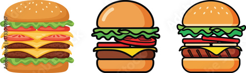 Juicy burger illustration, delicious food