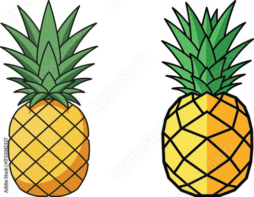 Juicy Tropical Pineapples with Distinctive Styles for Summer Design Projects and Healthy Eating Concepts