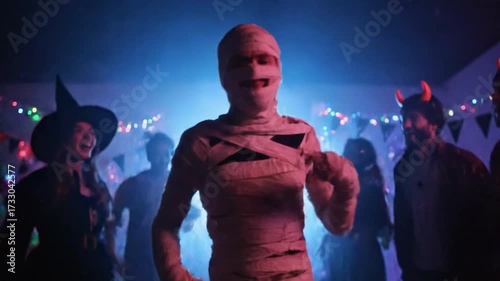 Halloween Dance-Off A Funny Mummy Steals the Show at a Costume Party
