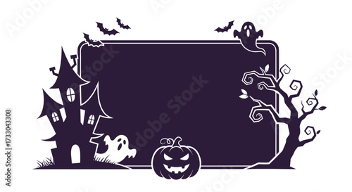 Cozy Halloween Scene Silhouette Border