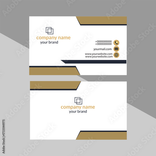 Modern Business Card Design with Gold and Navy Accents and Company Logo corporate identity