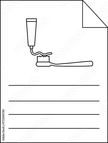 paper icon line and toothpaste and toothbrush icon