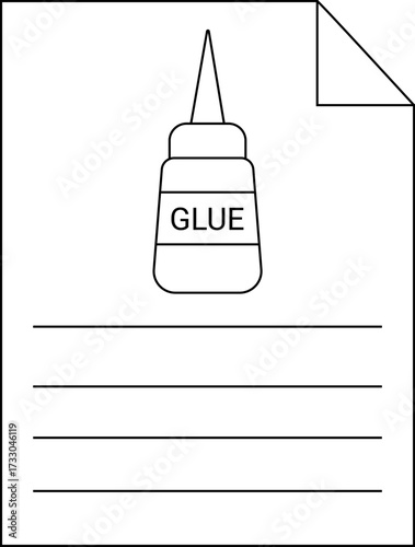 paper icon line and glue icon