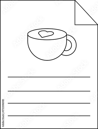 paper icon line and coffee cup icon late