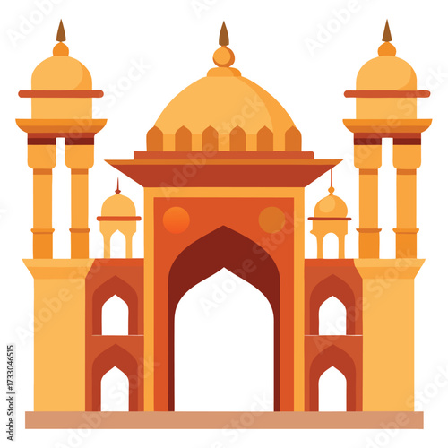 elegant sandstone arches of mughal palace .eps