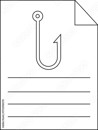 sketch of paper icon and fishing hook icon