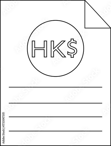 paper icon sketch and dollar to Hong Kong dollar coin conversion icon