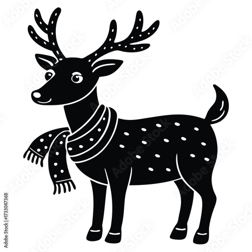 cute reindeer wearing scarf vector illustration on (1).eps
