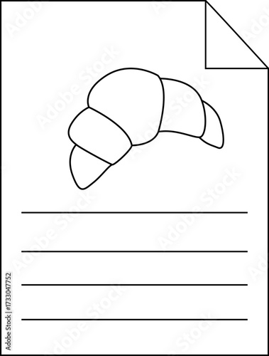 sketch of paper icon and croissant icon