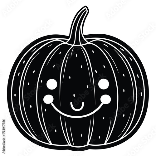 cute kawaii pumpkin with smiling face clipart on w.eps