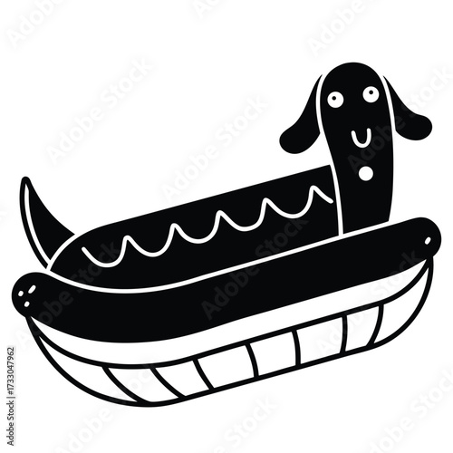 cute hot dog in paper tray  minimal flat fast food (3).eps