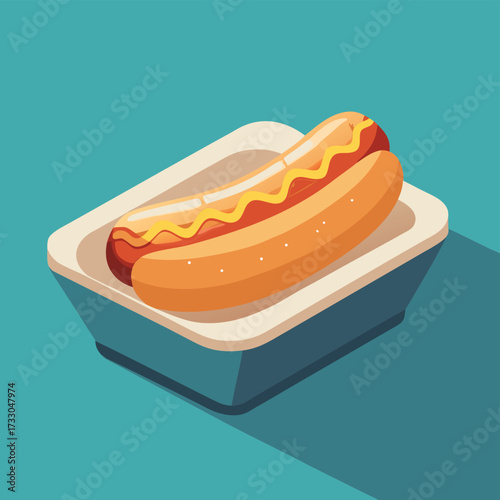 cute hot dog in paper tray  minimal flat fast food (2).eps