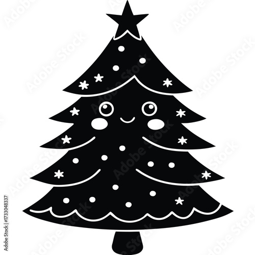 cute christmas tree with rosy cheeks clipart on wh (1).eps