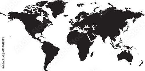 Simple Grey World Map with Pacific Ocean Center View